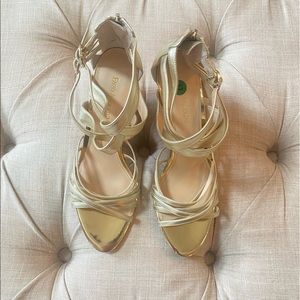 Enzo Angiolini Gold Cork Wedge Heels